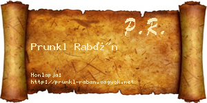 Prunkl Rabán névjegykártya